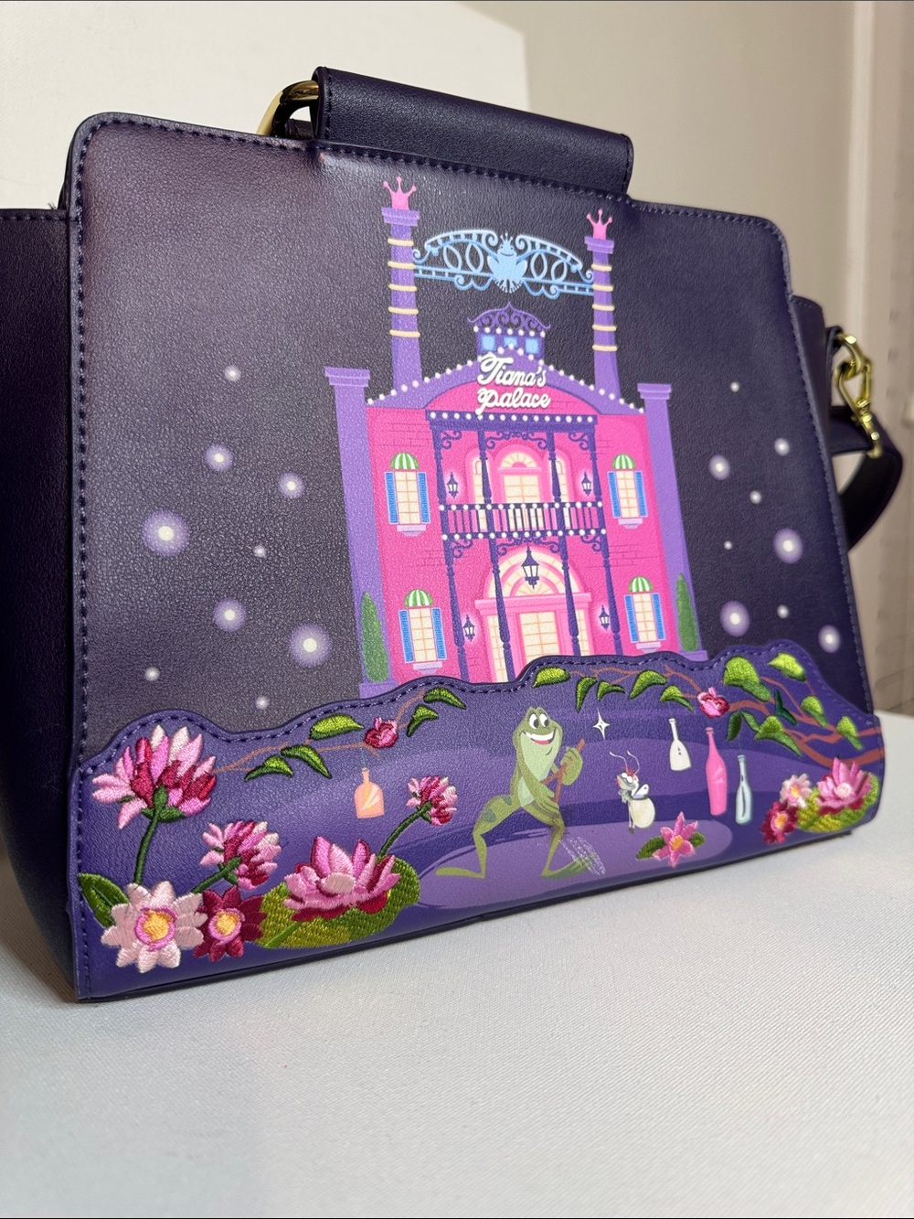 Loungefly Disney Tiana's Palace Crossbody Satchel Purse - Picture 4 of 15